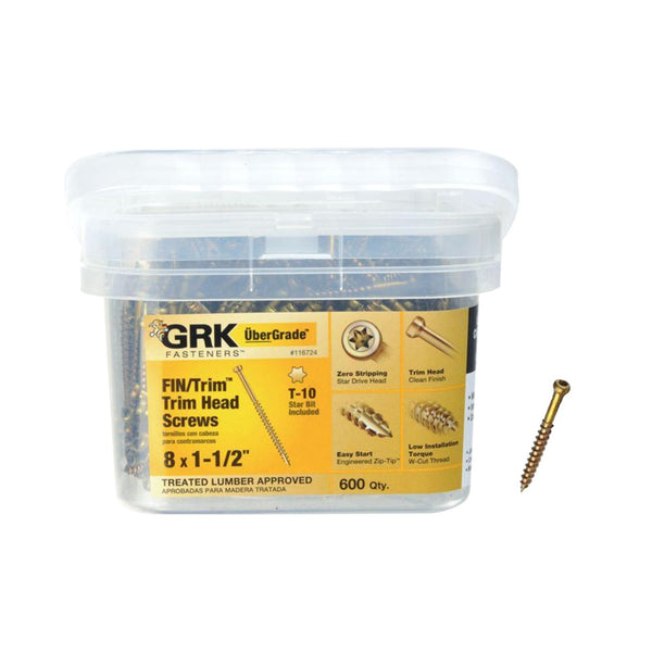 GRK Fasteners 116724 UberGrade Star Trim Head Steel Construction Screws, # 8 x 1-1/2 Inch