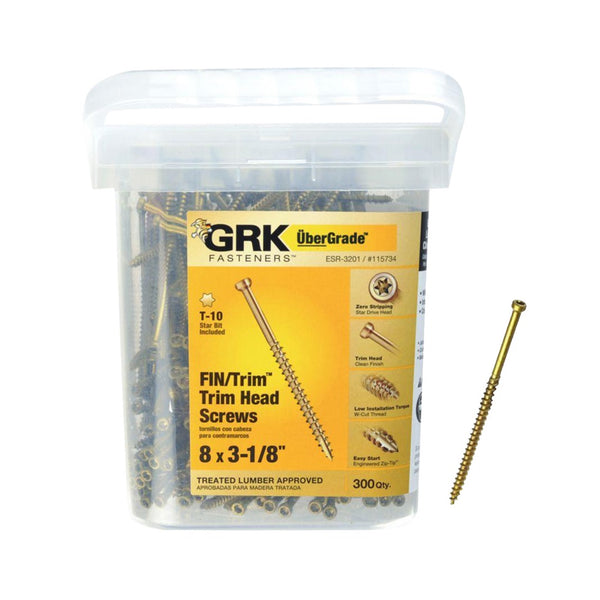GRK Fasteners 115734 UberGrade Star Trim Head Steel Construction Screws, #8 x 3-1/8 Inch