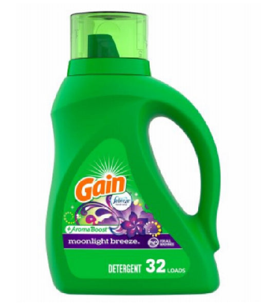 Gain 77129 + Aroma Boost Liquid Laundry Detergent, Moonlight Breeze, 46 fl Oz