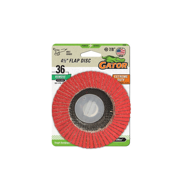 Gator 9180 Abrasive Flap Disc, 36 Grit, 7/8 inches
