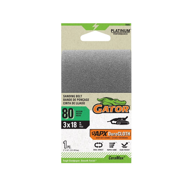 Gator 7085 Portable Sander Belt, 80 Grit, Ceramic Abrasive