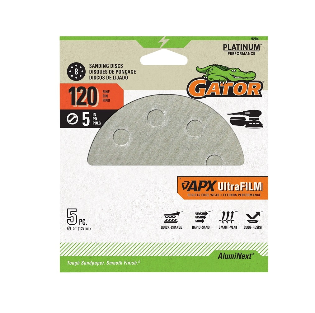 Gator 9204 Sanding Disc, 8-Hole, 120 Grit, 5 inches