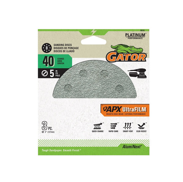 Gator 9010 Sanding Disc, 8-Hole, 40 Grit, 5 inches
