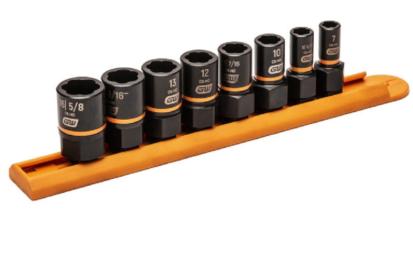 GearWrench 84782 Bolt Biter Metric And SAE Impact Extraction Socket Set, 8 PC