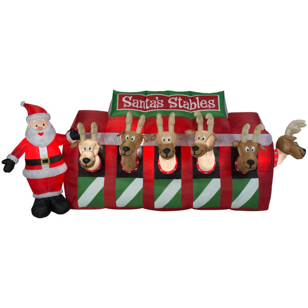 Gemmy 16951 Airblown Santa's Stables Christmas Inflatable Scene, Multicolored