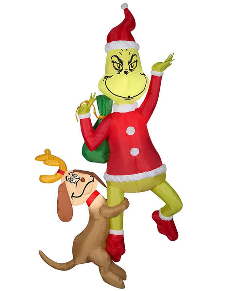 Gemmy 117936 Christmas Airblown Inflatable Hanging Grinch and Max, Multicolor