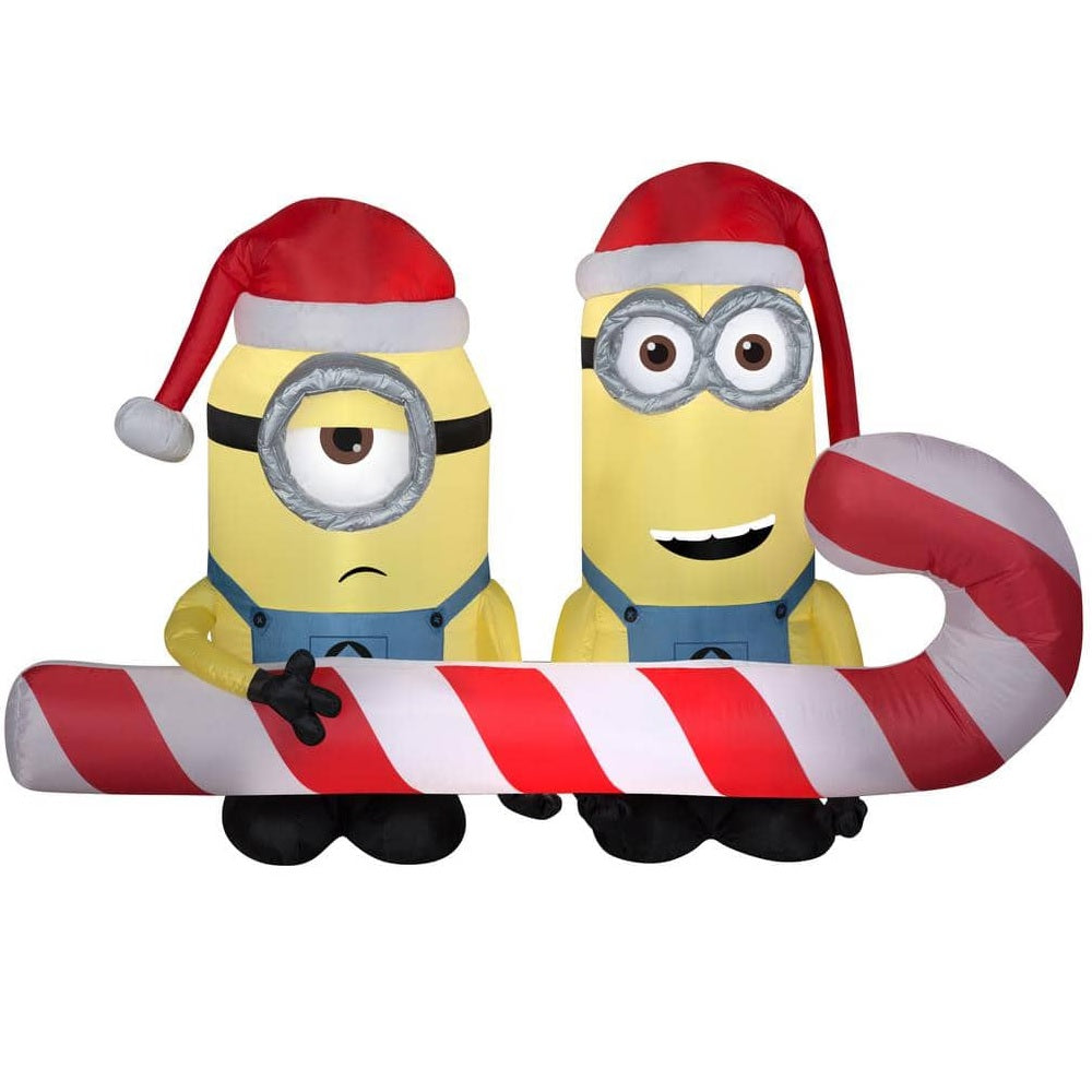 Gemmy 114781 Minions Carrying Christmas Candy Cane, 4 Feet