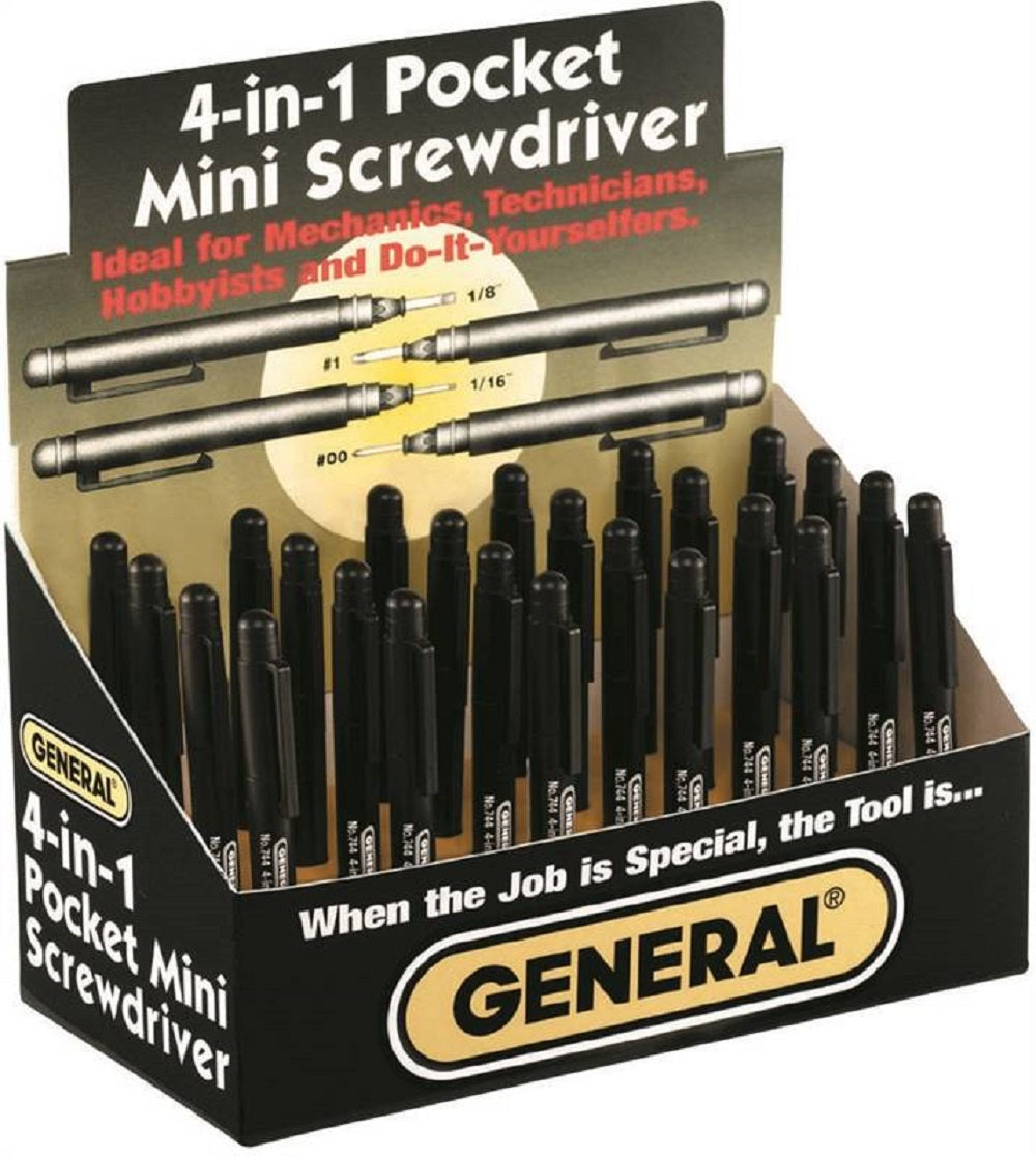 General Tools 744DB Mini Pocket Screwdriver, 4-in-1