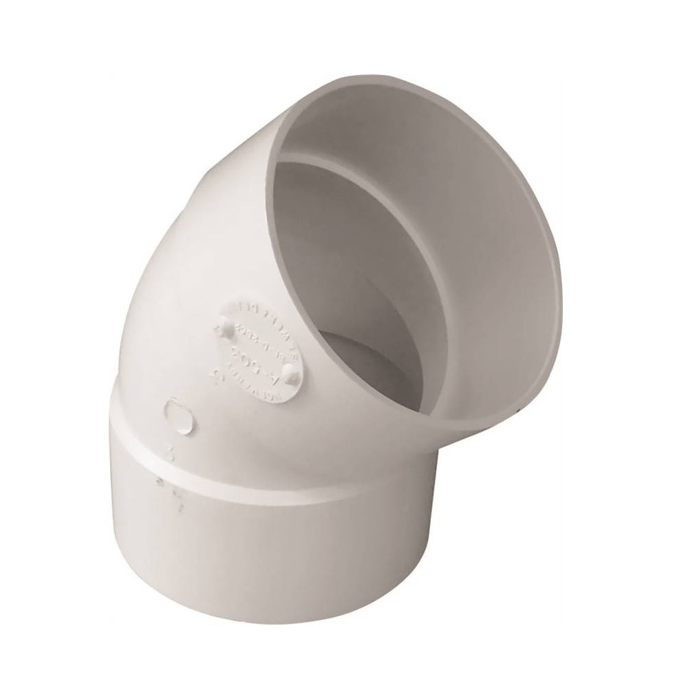 Genova 414183BC Hub Pipe Elbow, 45 Degree, PVC