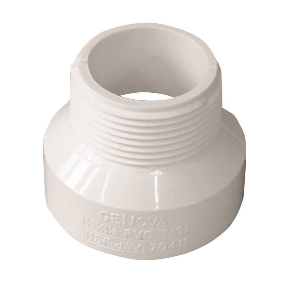 Genova 192860 700 Series Pipe Adapter, White, 1-1 /2 Inch x 1-1/4 Inch
