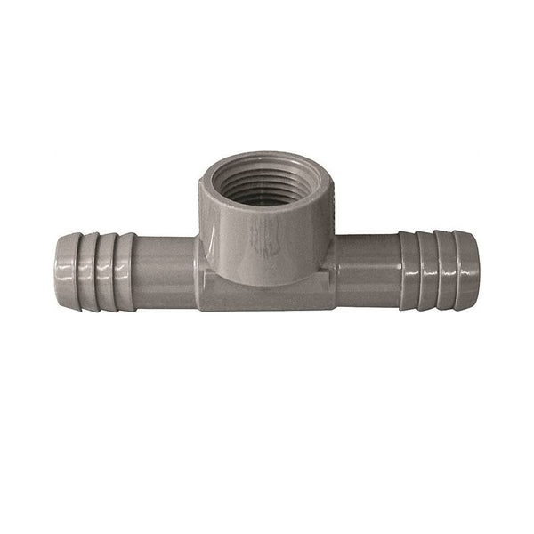 Genova UPVCTFT-05 Polypropylene Insert Pipe Tee, 1/2 in Insert x Insert x FIP