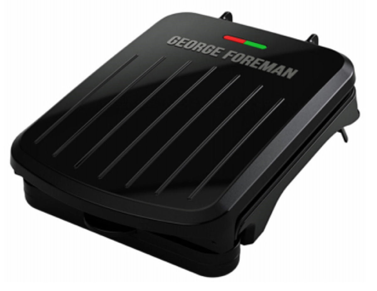 George Foreman GRS040B 2-Serving Classic Plate Electric Grill And Panini Press, Black