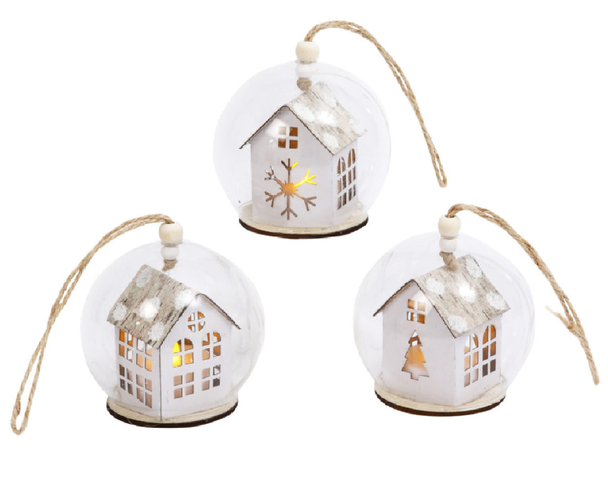 Gerson 2429400 Christmas Lighted Glass Ornament, 3.14 Inch