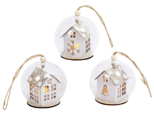 Gerson 2429400 Christmas Lighted Glass Ornament, 3.14 Inch