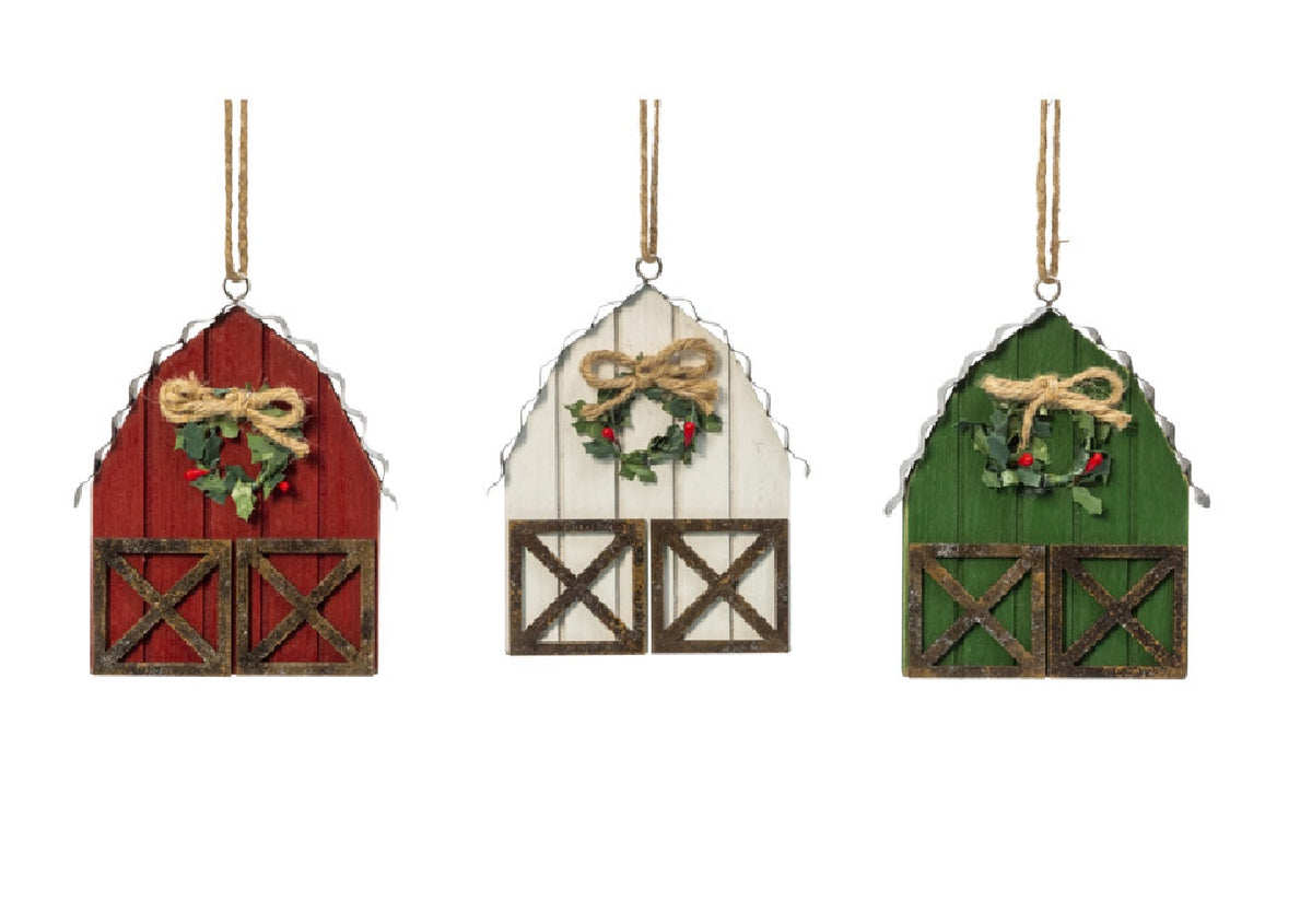 Gerson 2532330 Christmas Ornament Holiday Barn, 5.75 Inch