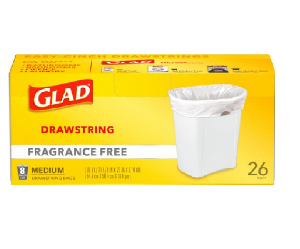 Glad 22360 ForceFlex Garbage Bags, White, 8-Gallon