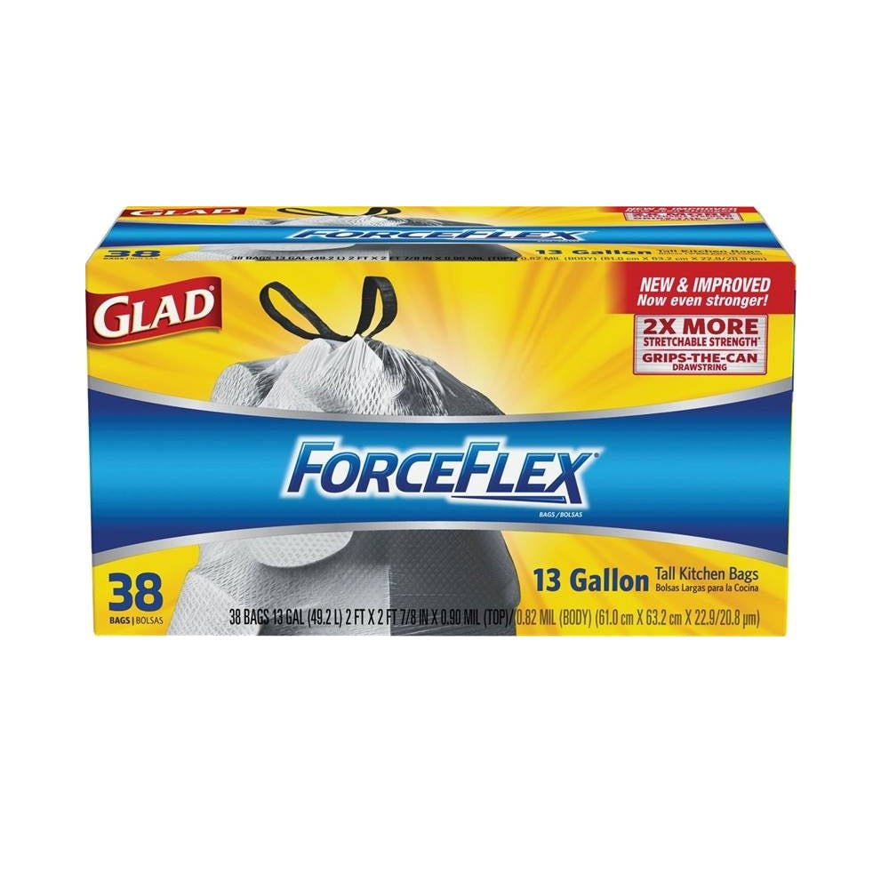 Glad 79008 ForceFlex Tall Kitchen Trash Bags, 13 Gallon Capacity