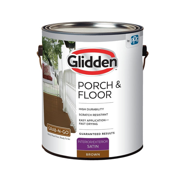 Glidden 3031F Porch & Floor Interior/Exterior Paint, Satin, 1 Gallon