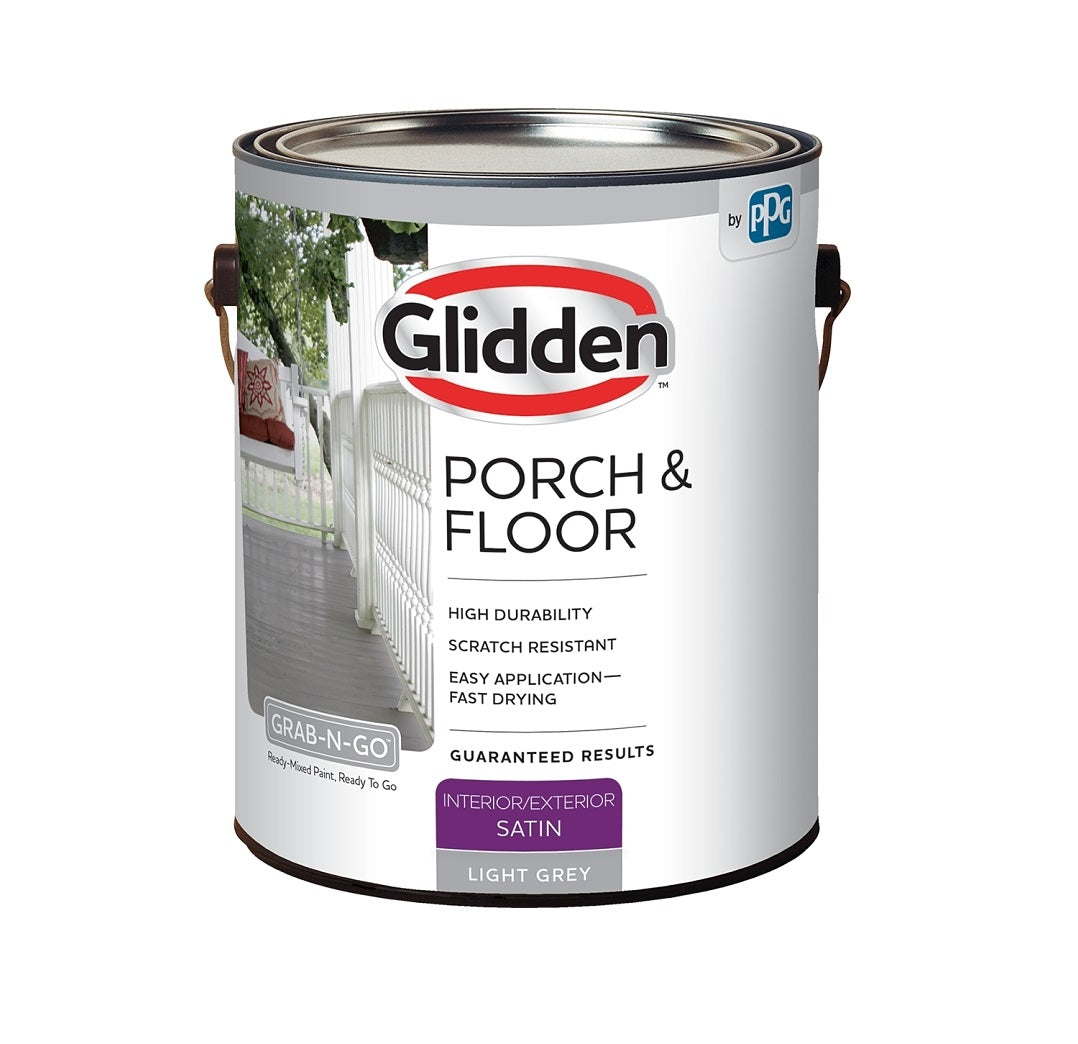 Glidden 3034F Porch & Floor Interior/Exterior Paint, Light Gray, 1 Gallon
