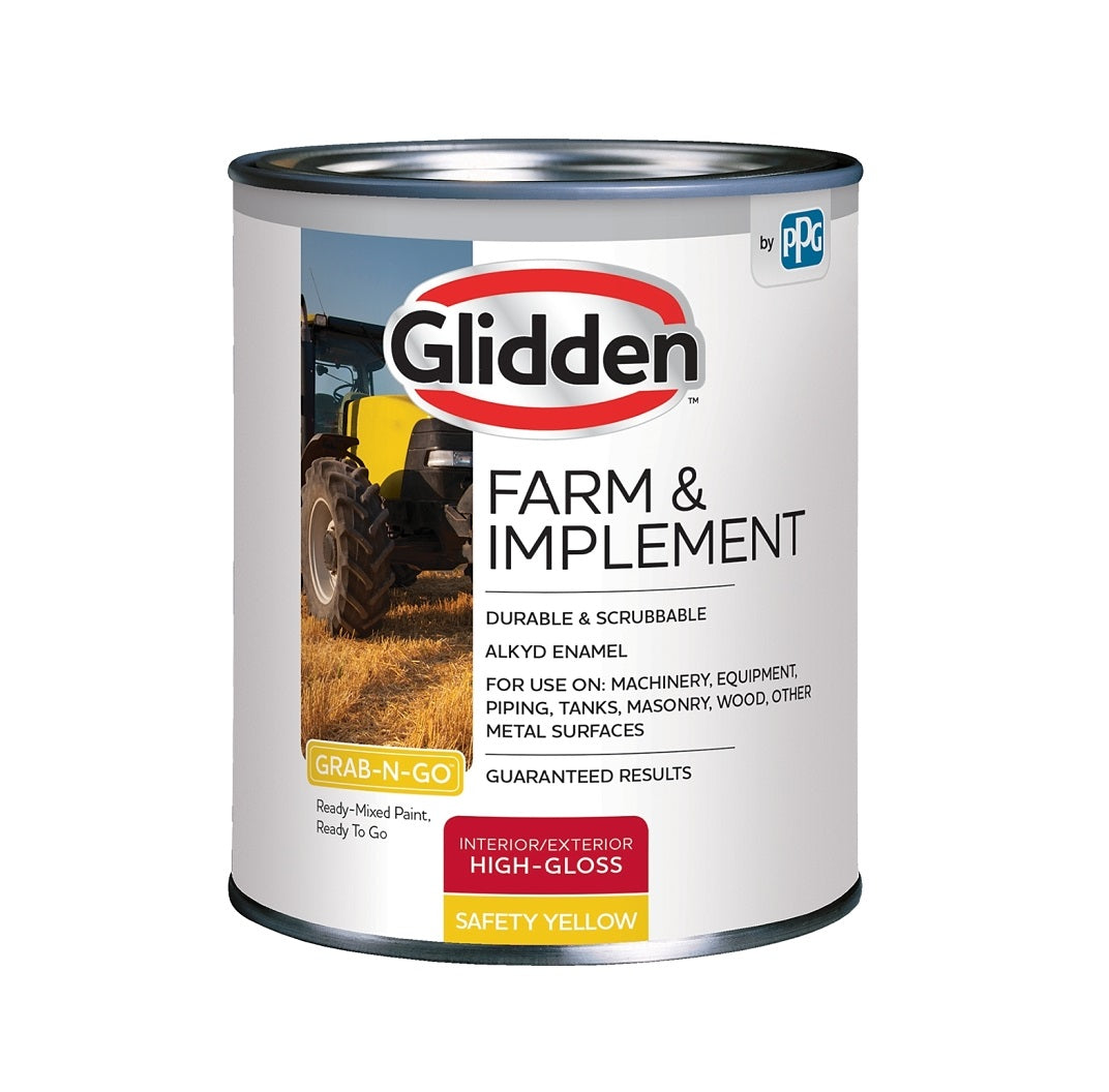 Glidden GLFIIE50YE/04 Farm & Implement Interior/Exterior Paint, 1 Quar ...