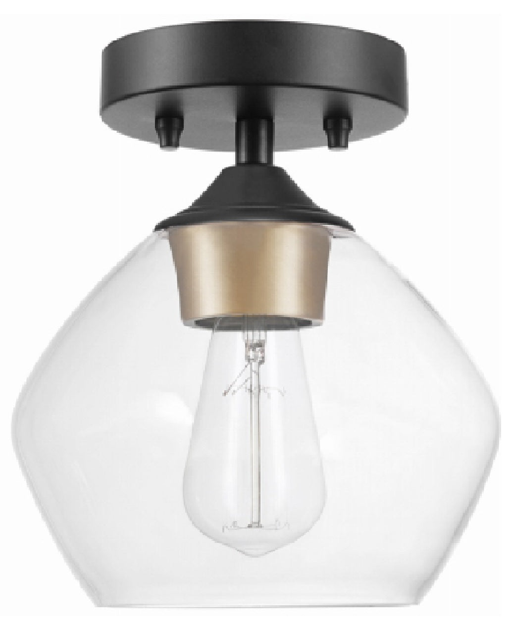 Globe Electric 60333 Harrow 1-Light Semi-Flush Mount Ceiling Light, Matte Black