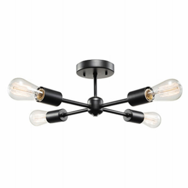 Globe Electric 66008 4-Light Flush Mount Ceiling Light, Matte Black