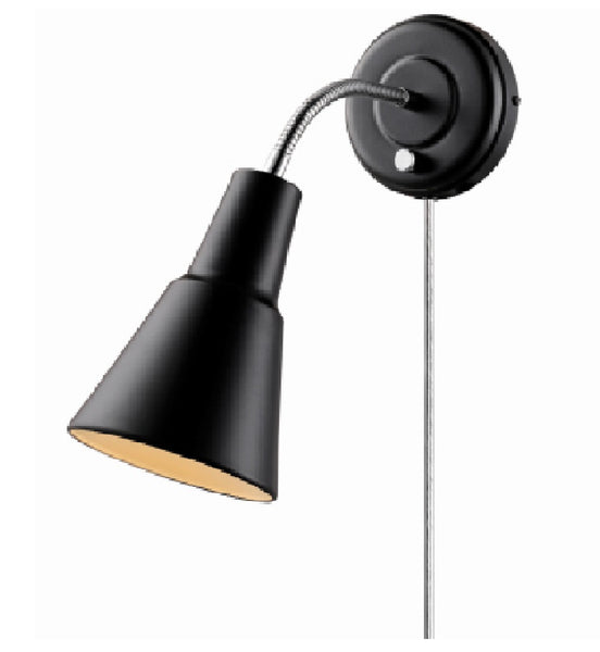 Globe Electric 65312 Ramezay Gooseneck Wall Sconce, Matte Black