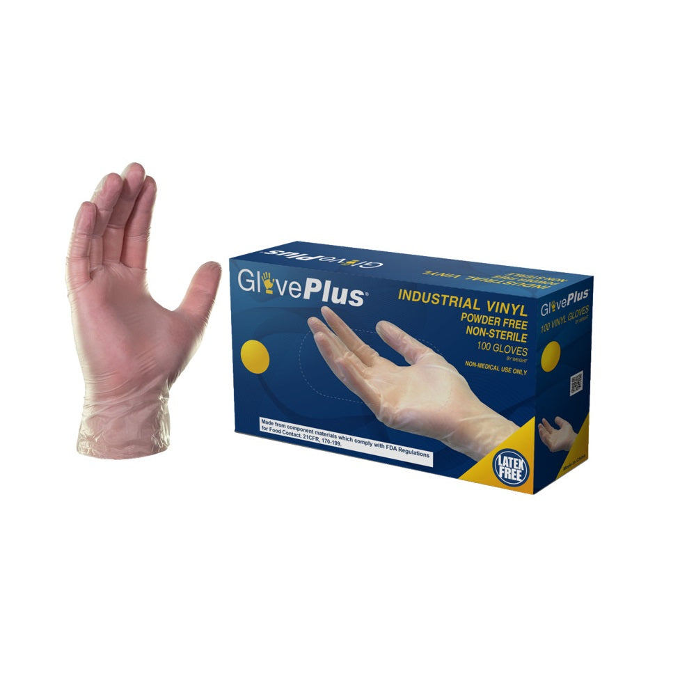 Gloveplus IVPF44100 Food Service Gloves, Vinyl, Clear, Medium