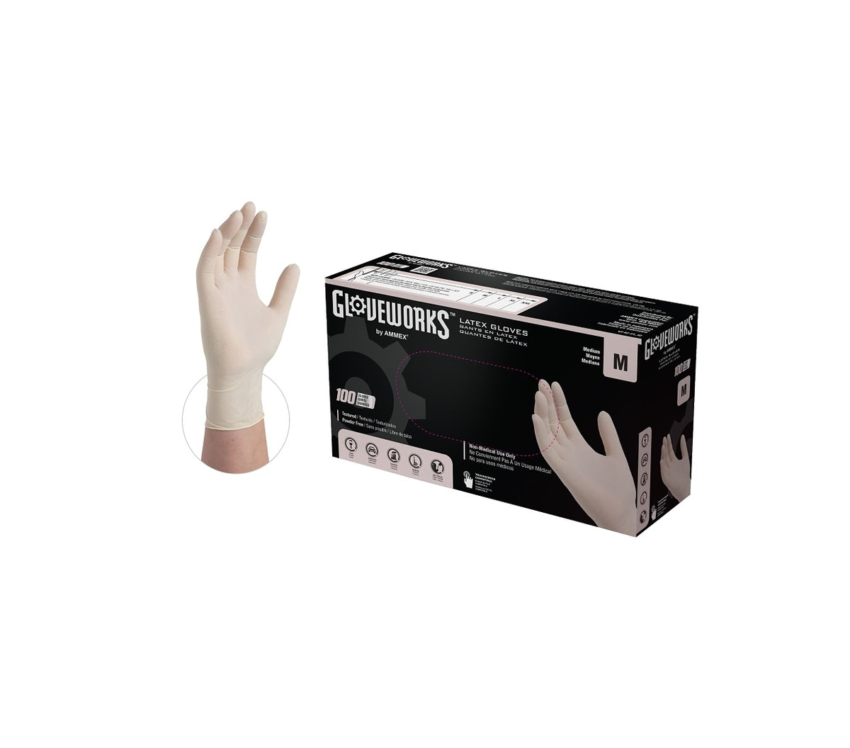 Gloveworks TLF44100 Disposable Gloves, M, Ivory