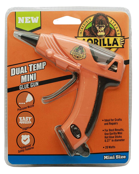 Gorilla 8401502 Dual Temperature Mini Glue Gun, Orange, 20 Watts