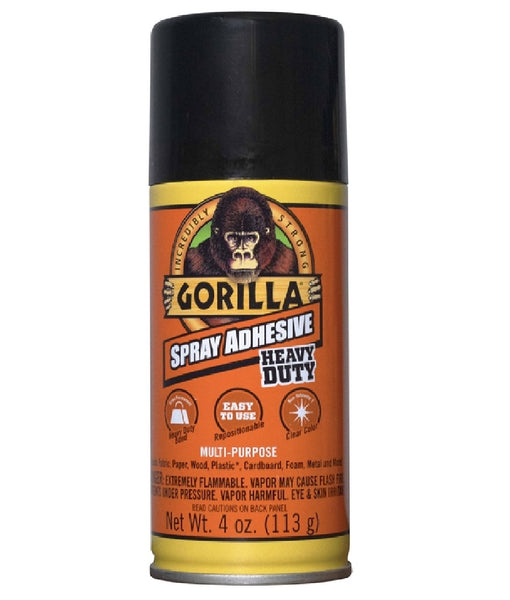 Gorilla 6346502 Heavy Duty Super Strength Spray Adhesive, Clear, 4 Oz
