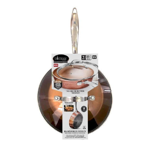 Gotham Steel 2619 Ceramic Copper Pan with Lid, 10 Inch