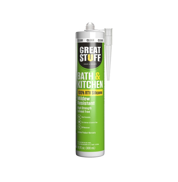 Great Stuff 99BATH3004 Kitchen & Bath Caulk, Clear, 10.1 fl-oz