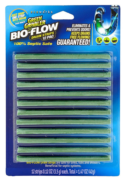Green Gobbler GGDS12PAC Bio Flow Drain Deodorizing Strips, 12 Count
