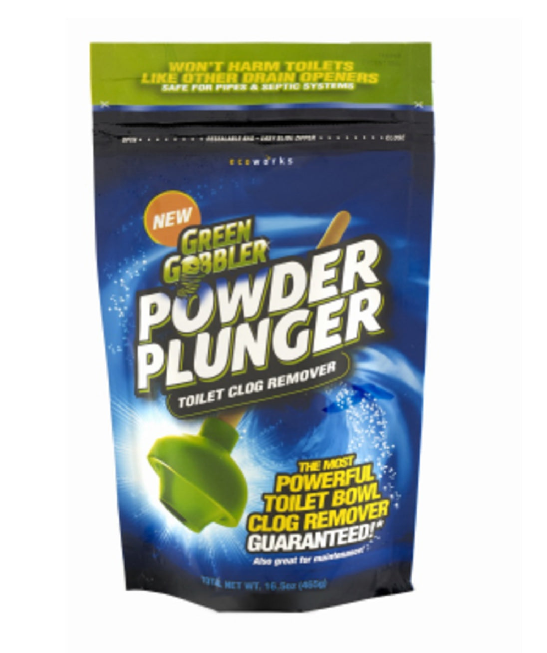 Green Gobbler GGPP Powder Plunger Toilet Clog Remover, 16.5 OZ