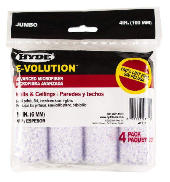 HYDE 47313 E-Volution Jumbo Mini Roller Cover, 1/4 inch Thick Nap, 4 inch L