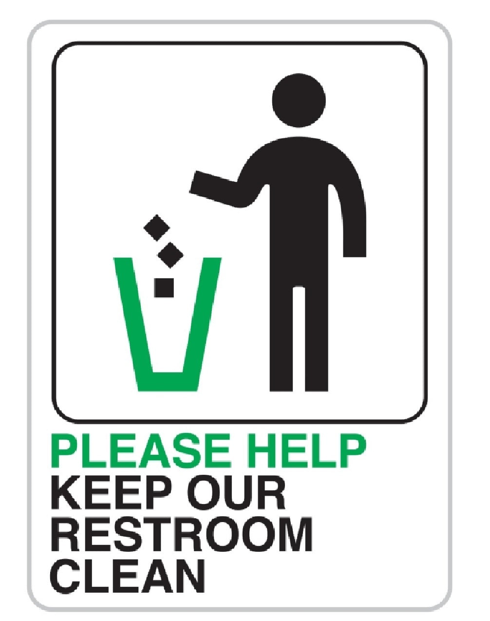 HY-KO D-27 Please Help Keep Our Restroom Clean Bathroom Sign, Plastic