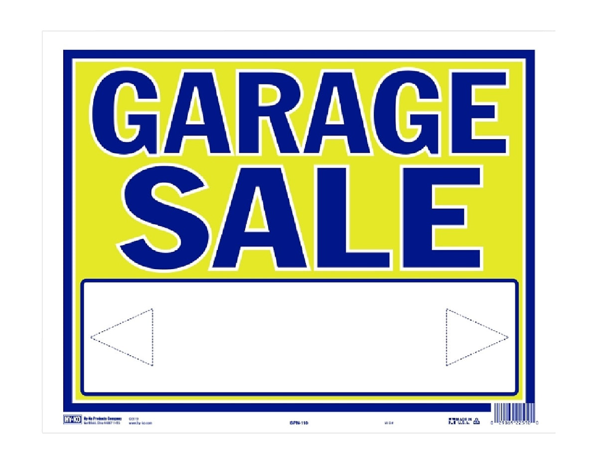 HY-KO SPN-110 English Garage Sale Sign, Plastic