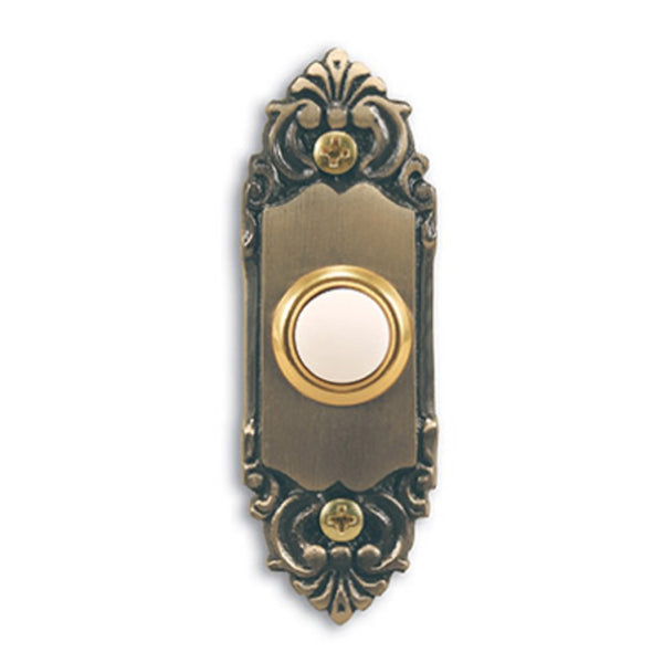 Heath Zenith SL-709-00 Wired Push Button, Antique Brass