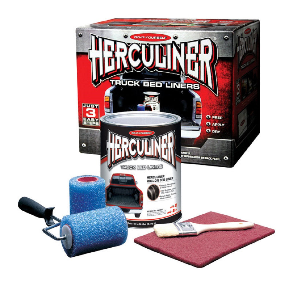 Herculiner HCL0B8 Brush On Truck Bed Liner Kit, Black, 1-Gallon