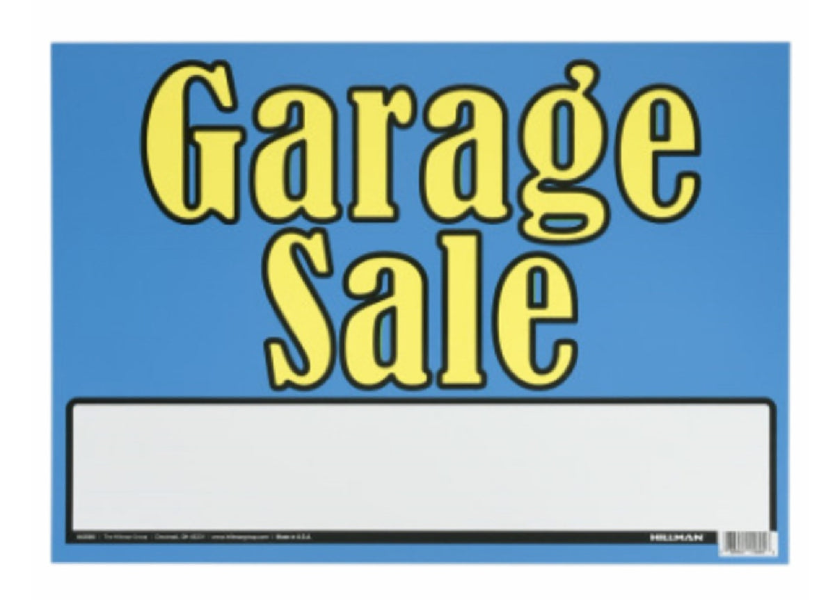 Hillman Fastaners 842584 English Garage Sale Sign, 10 Inch x 14 Inch, Blue