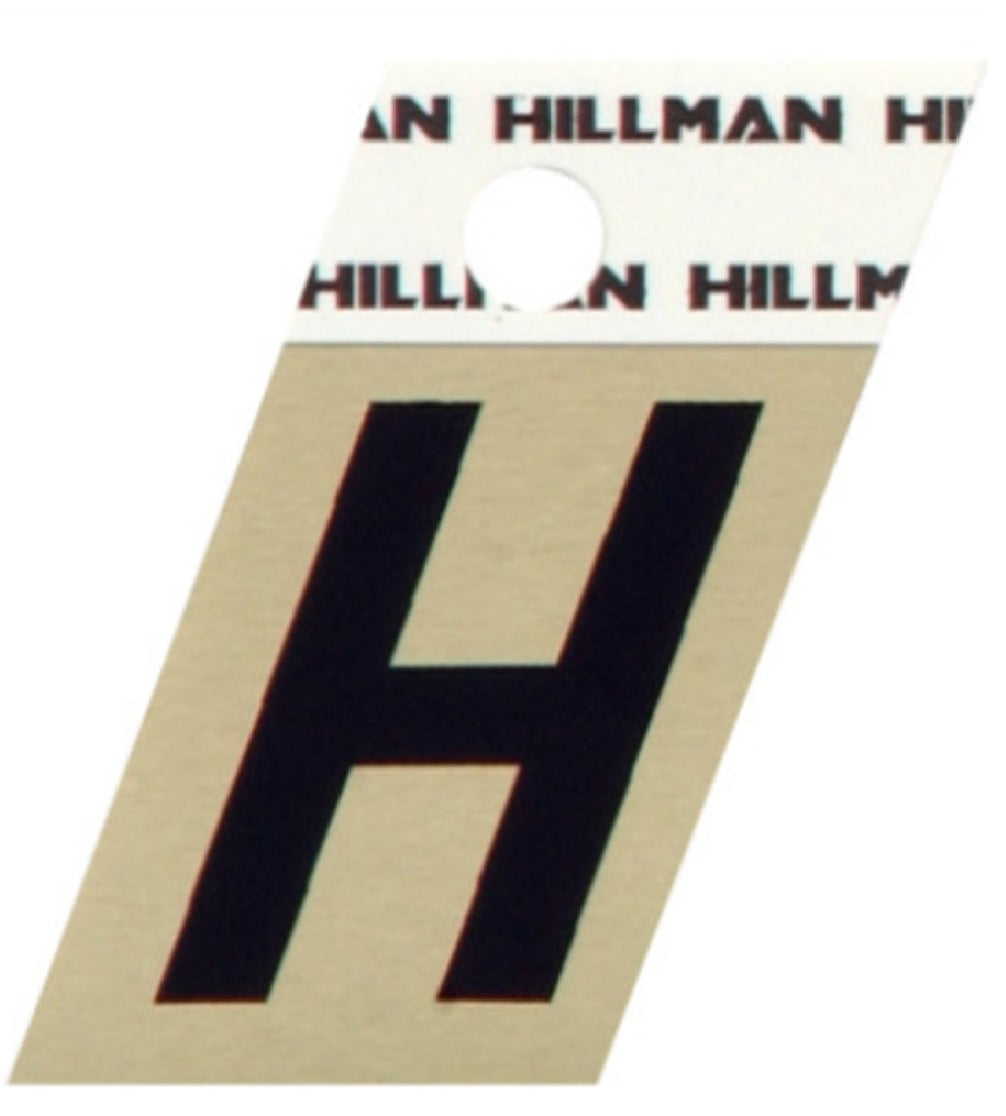 Hillman Fastaners 840508 Adhesive Angle-Cut Letter H, Black and Gold