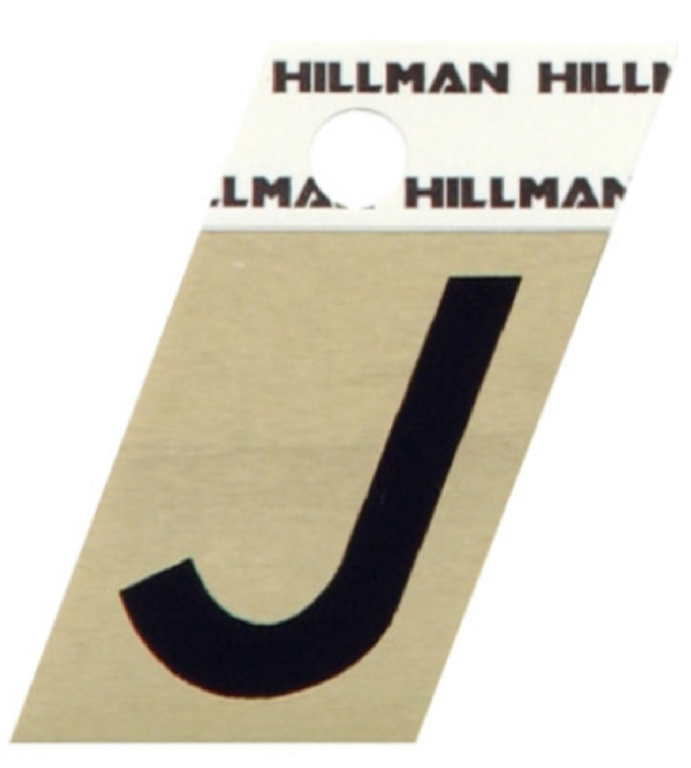 Hillman Fastaners 840512 Adhesive Angle-Cut Letter J, Black and Gold