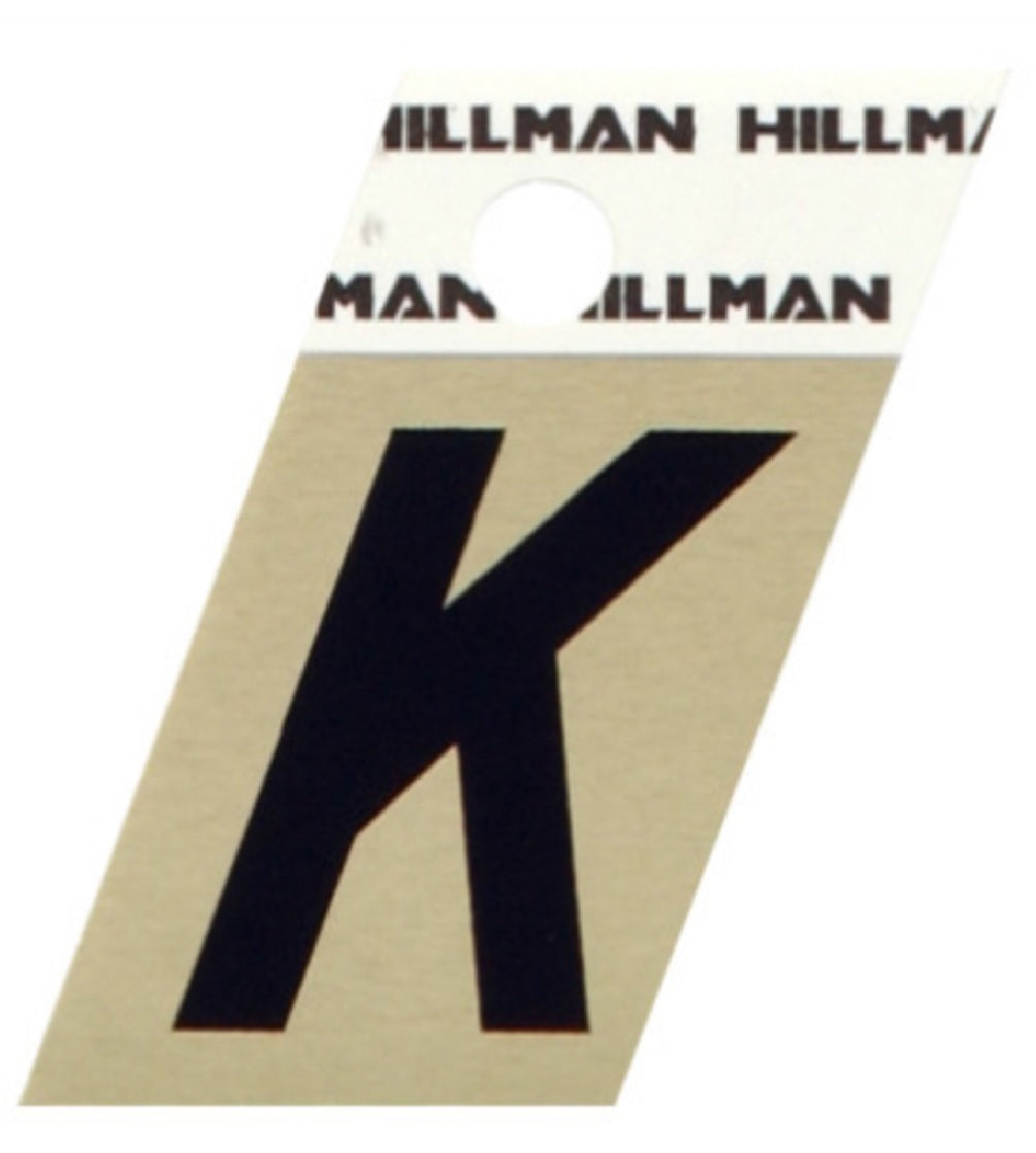 Hillman Fastaners 840514 Adhesive Angle-Cut Letter K, Black and Gold