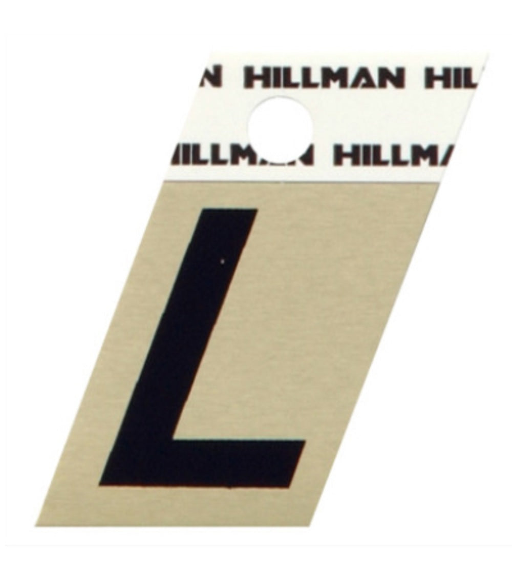 Hillman Fastaners 840516 Adhesive Angle-Cut Letter L, Black and Gold