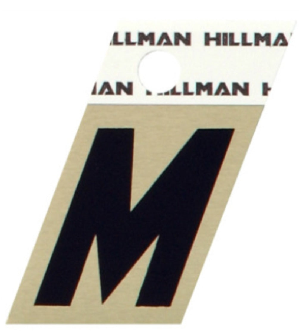 Hillman Fastaners 840518 Adhesive Angle-Cut Letter M, Black and Gold