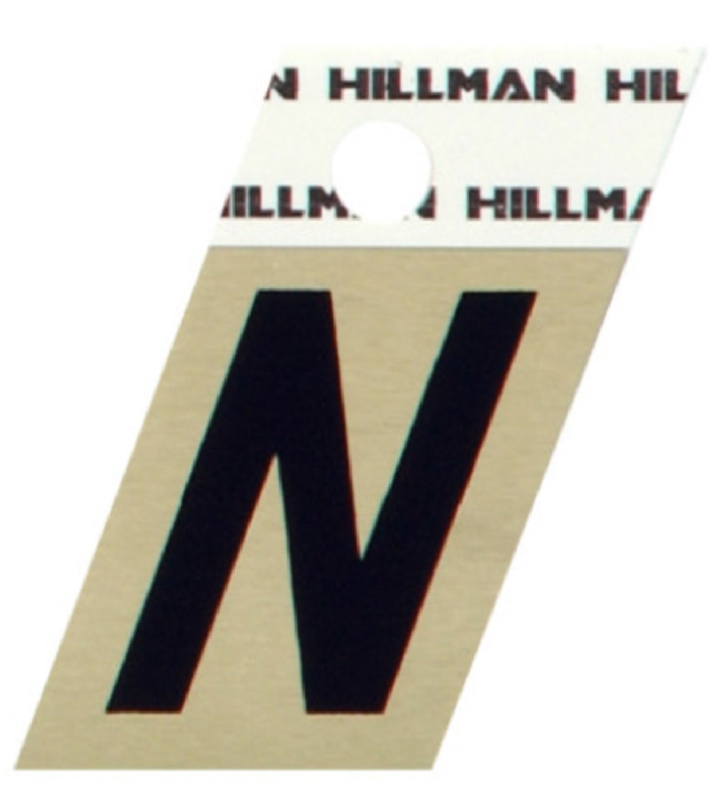 Hillman Fastaners 840520 Adhesive Angle-Cut Letter N, Black and Gold