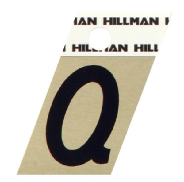 Hillman Fastaners 840526 Adhesive Angle-Cut Letter Q, Black and Gold