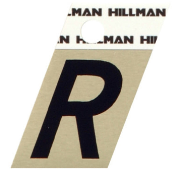 Hillman Fastaners 840528 Adhesive Angle-Cut Letter R, Black and Gold