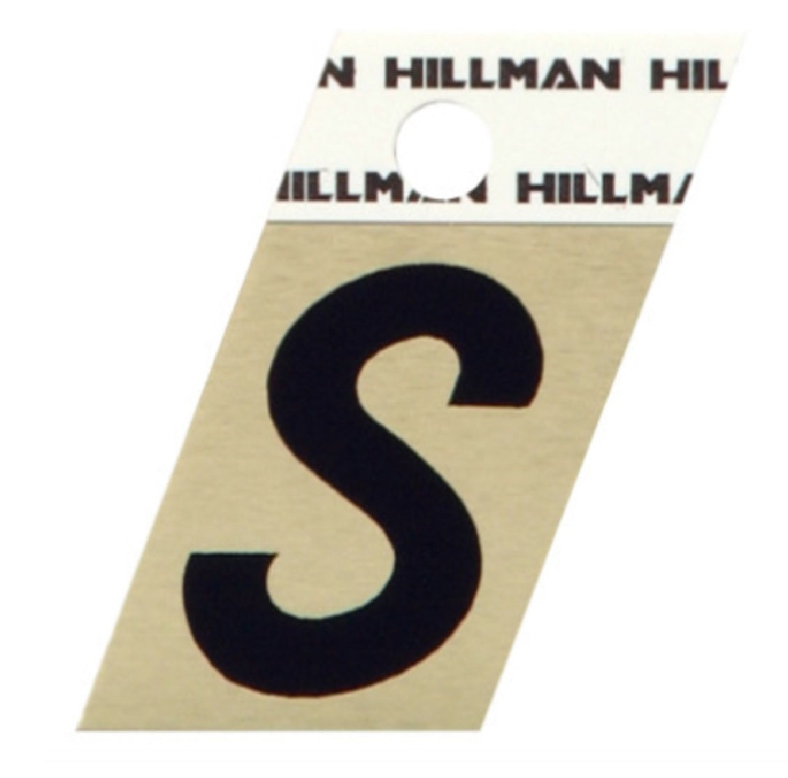 Hillman Fastaners 840530 Adhesive Angle-Cut Letter S, Black and Gold